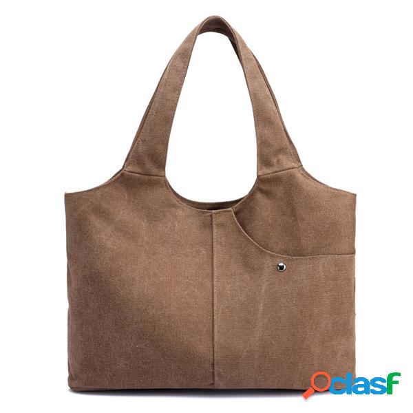 Bolsa de Lona Capacidade Grande Casual Feminina