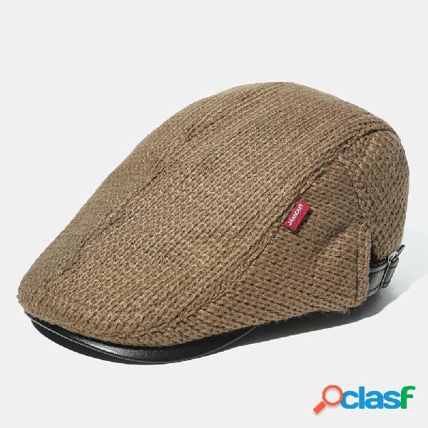Boné de malha masculino Chapéu Boina quente acolchoada