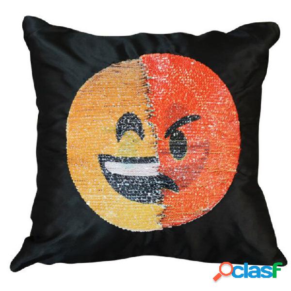 Bonito DIY Mudando Rosto Emoji Capa de Almofada Decorativa