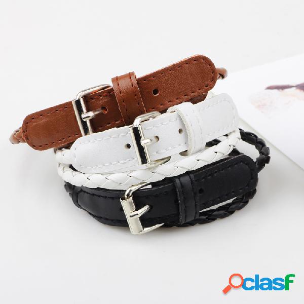 Bracelete de couro boémio da dupla camada para mulheres com