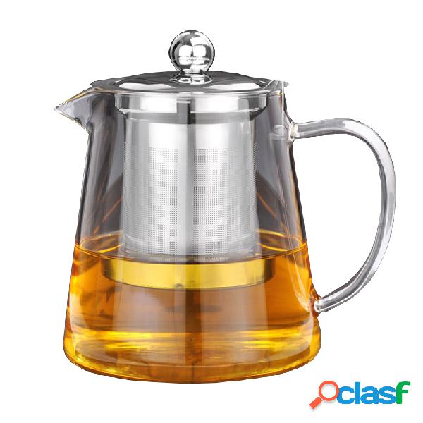 Bule de vidro de borosilicato com aço inoxidável 304