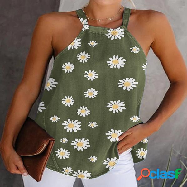 Camisola de alças sem mangas impressa floral