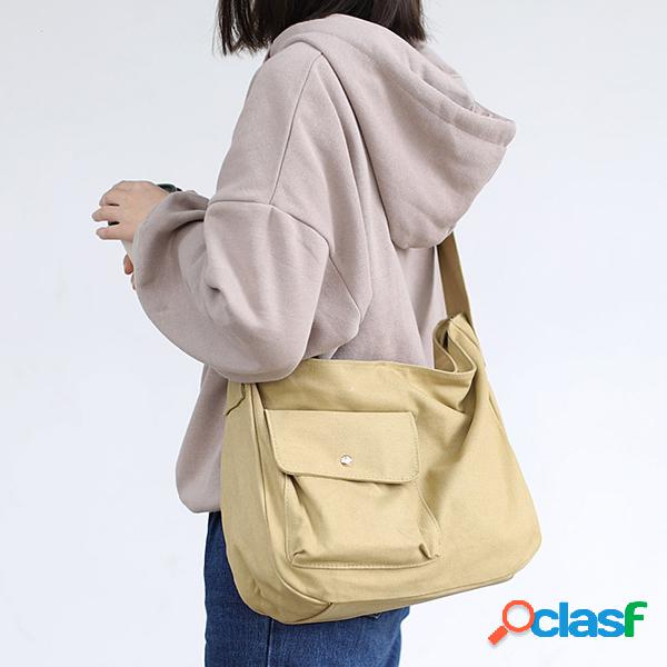 Canvas Leisure Crossbody Bolsa Ombro sólido Bolsa