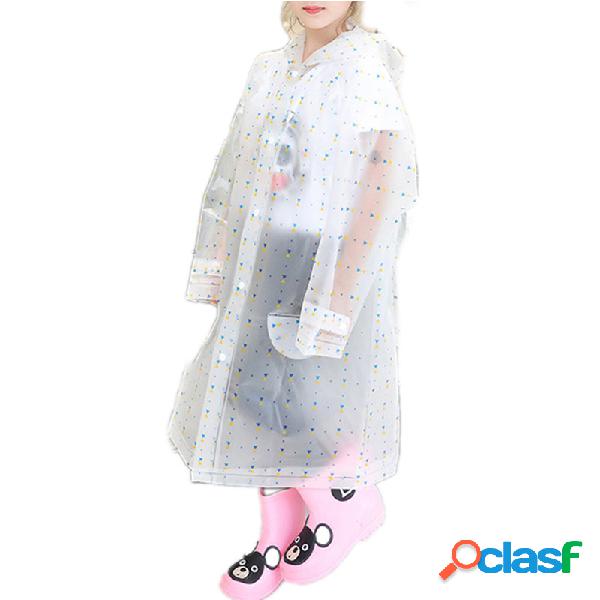 Capa de chuva de EVA com capuz transparente para meninas e