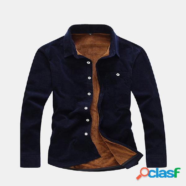 Casual Solid Color Inside Thicken Veludo de bolso no peito