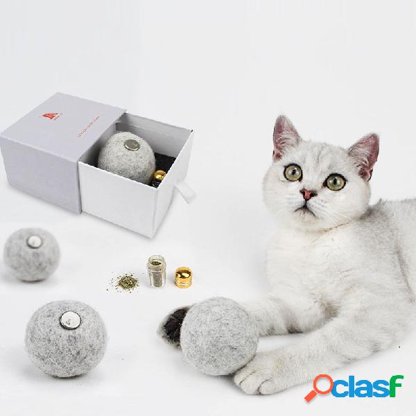 Catnip vício bola pet cat brinquedos saudável lã pompom