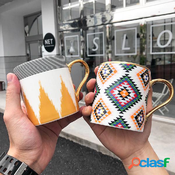 Cerâmico Alça de ouro Caneca Café Leite Copo de água