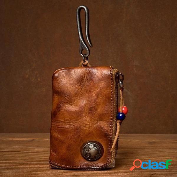 Chave do titular do cartão dos homens Couro Genuíno Bolsa