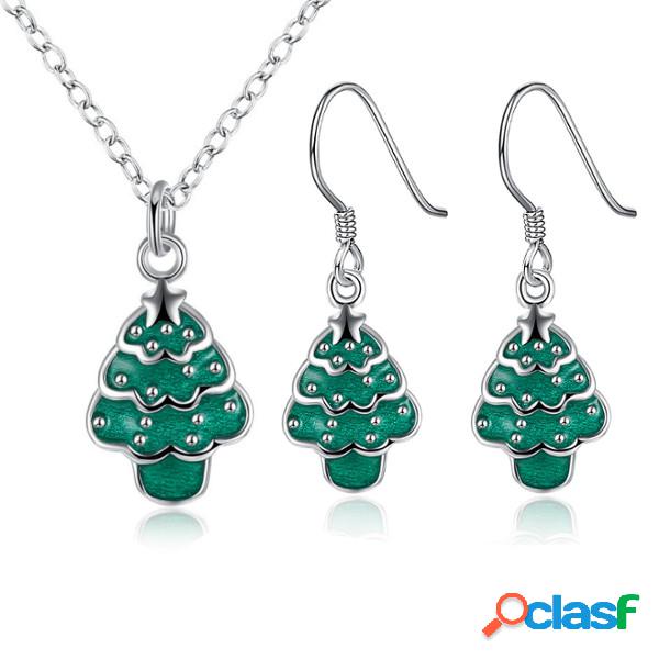 Conjunto de jóias de Natal Kit de colar de brinco de óleo