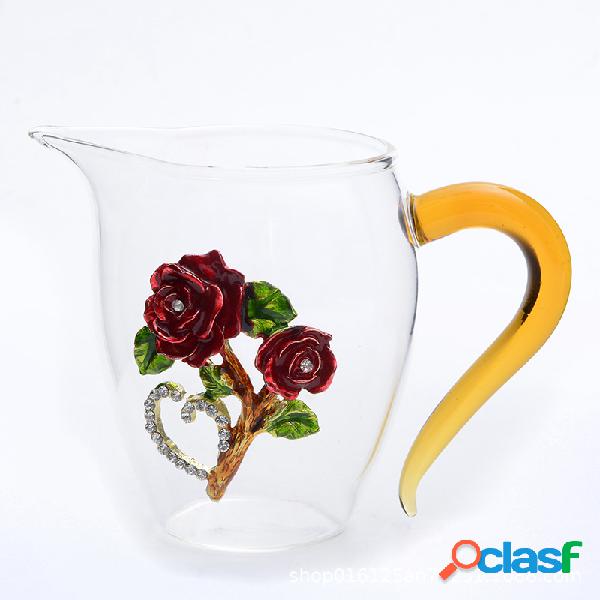 Copo de esmalte transparente para uso doméstico Flor de