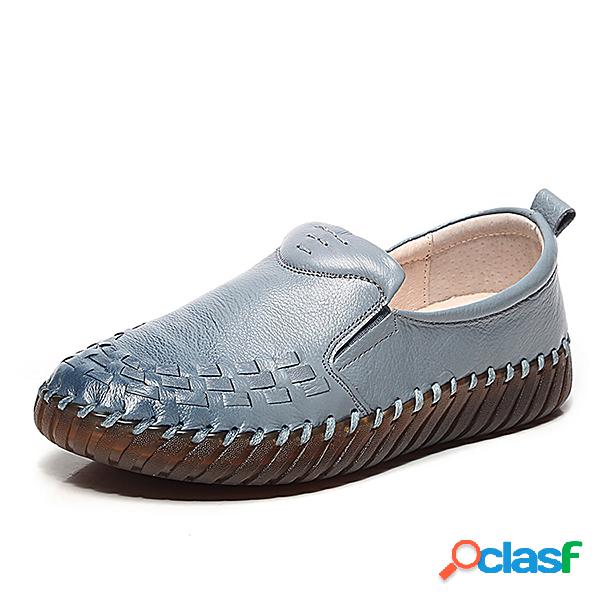 Couro macio costura sapatos baixos