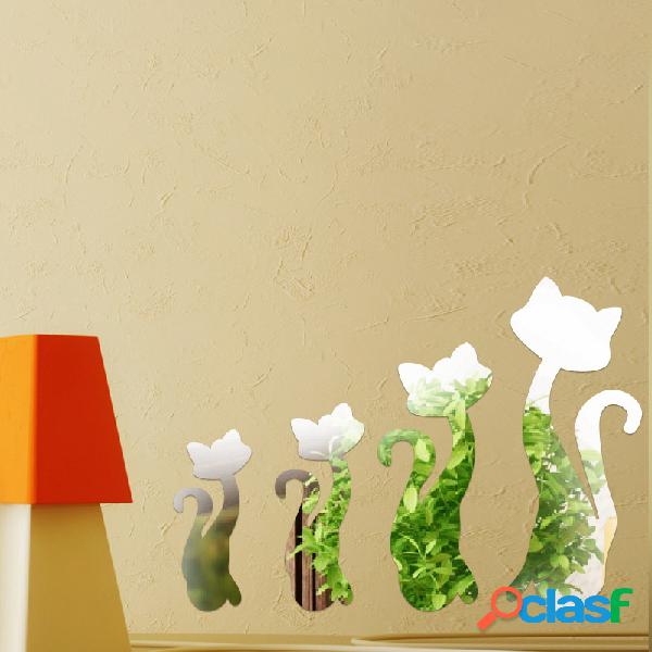 DIY 3D Quatro gatos bonitos Acrílico Adesivos de parede de
