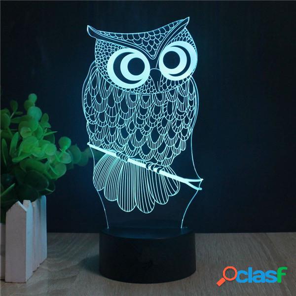 DecBest Owl 3D LED Lights Bateria USB Colorful Touch Control