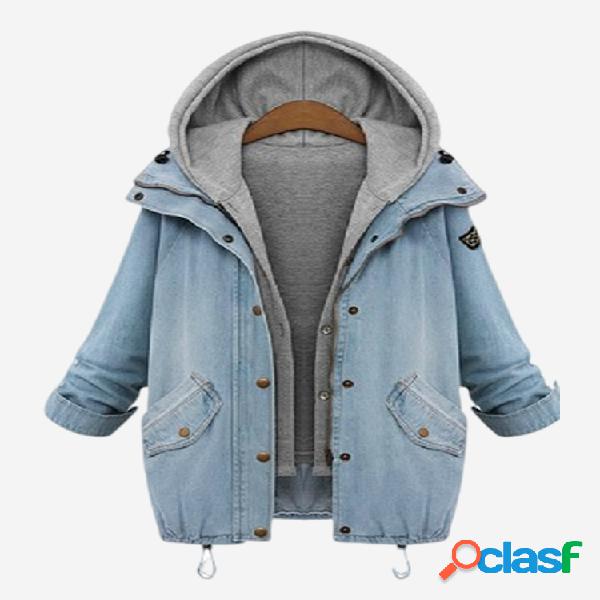 Denim Loose Thin Windbreaker Fat Vest Conjunto de duas