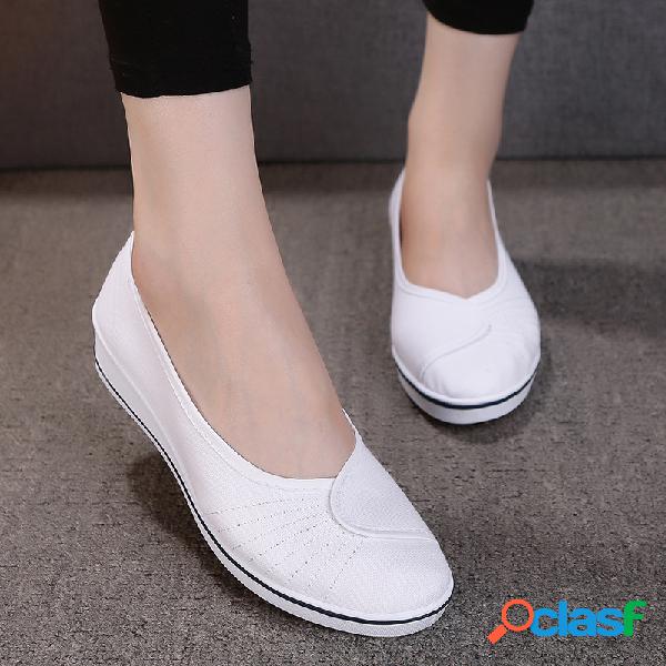 Deslizamento de pano das mulheres em emenda Soft sapatos