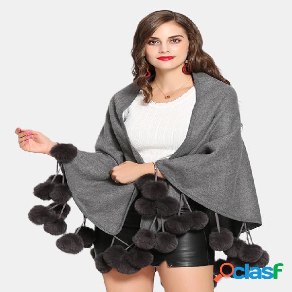 Eleganr Hairball Irregular Sólido Xale Cardigans