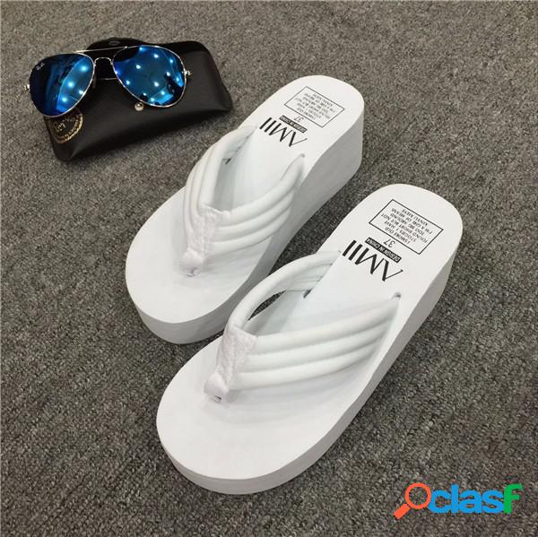 Folheto com letras puras no clip Toe Platform Flip Flops
