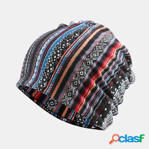 Gorro de algodão étnico de losango multi-listrado do