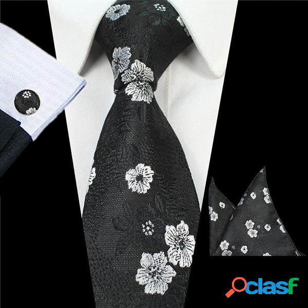 Gravata Profissional Formal Jacquard Floral Para Casamento