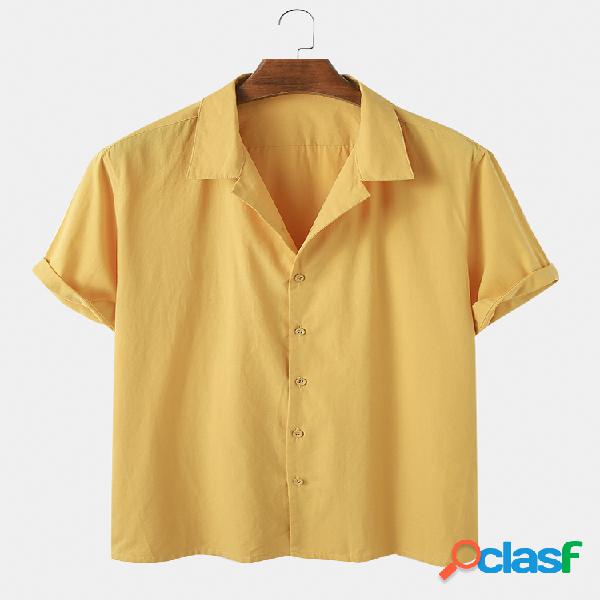 Homens 100% Algodão Cor sólida Casual Camisa