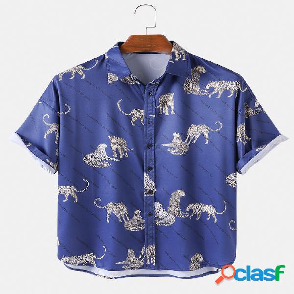 Homens Animal Print Praia Casual Camisa