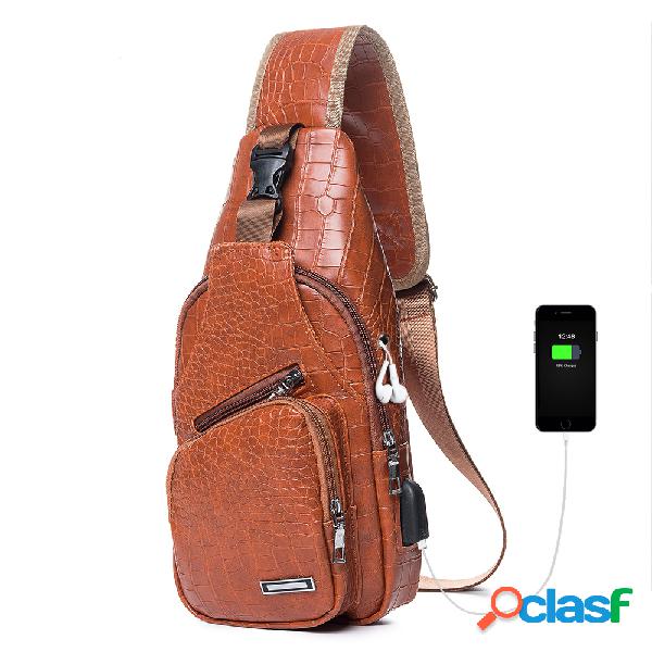 Homens Ao Ar Livre de Carregamento USB Porto Peito Bolsa