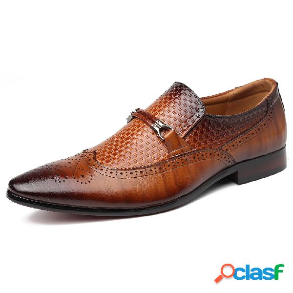 Homens Brogue Cap Toe elegante festa de casamento Slip On