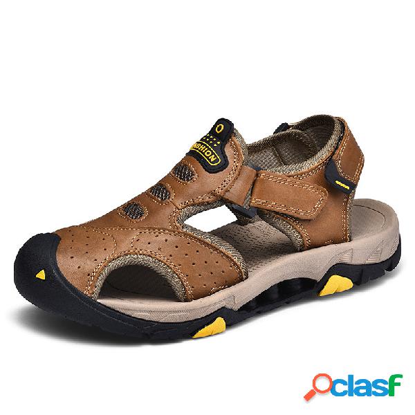 Homens Couro Genuíno Non Slip Large Size Soft Sola Gancho