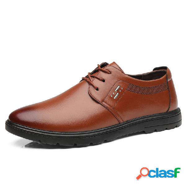 Homens Dedo do pé redondo macio Sole Lace Up Casual Shoes