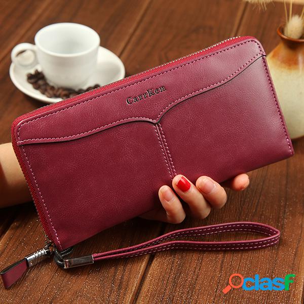 Homens E Mulheres Bifold Faux Leather Retro 12 Card Slot
