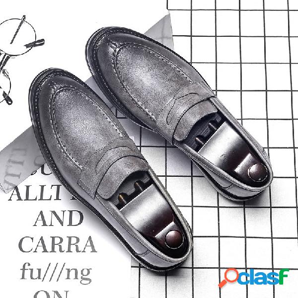 Homens Estilo Britânico Low Top Comfy Slip Em Loafers De