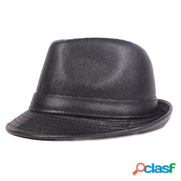Homens Inverno Vintage PU De Couro Curvo Borda Jazz Cap