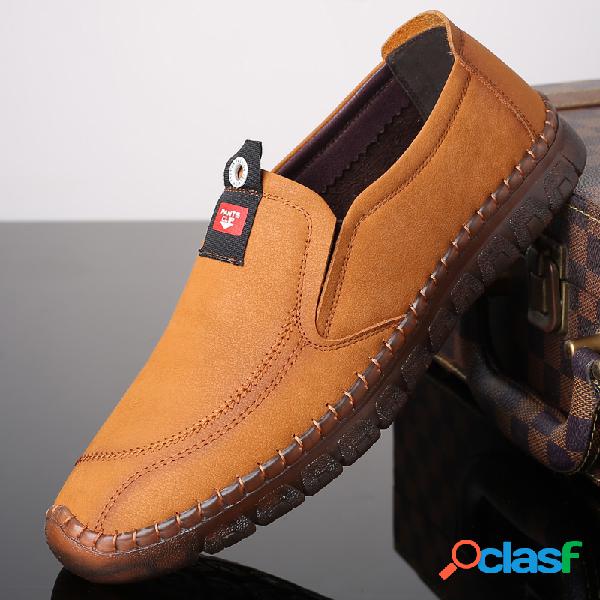 Homens Mão Costura Super Soft Deslizamento Em Loafers De