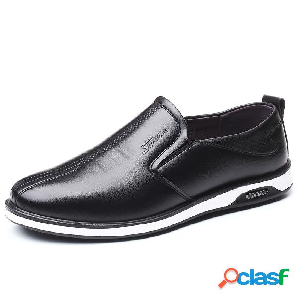 Homens Pure Color Microfiber Couro Antiderrapante Slip On