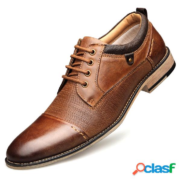 Homens Retro Color Couro Genuíno Slip Resistente Grande
