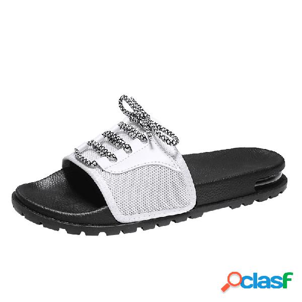 Homens Tecido Lace Up Confortável Antiderrapante Casa