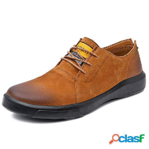 Homens Vintage Toe Comfy Toe Lace Up Soft Casual Sapatos De