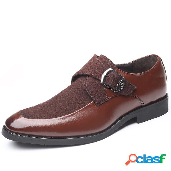 Homens couro splicing não slip metal fivela formal sapatos