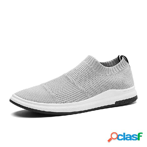 Homens de tecido de malha respirável Slip On Casual Walking