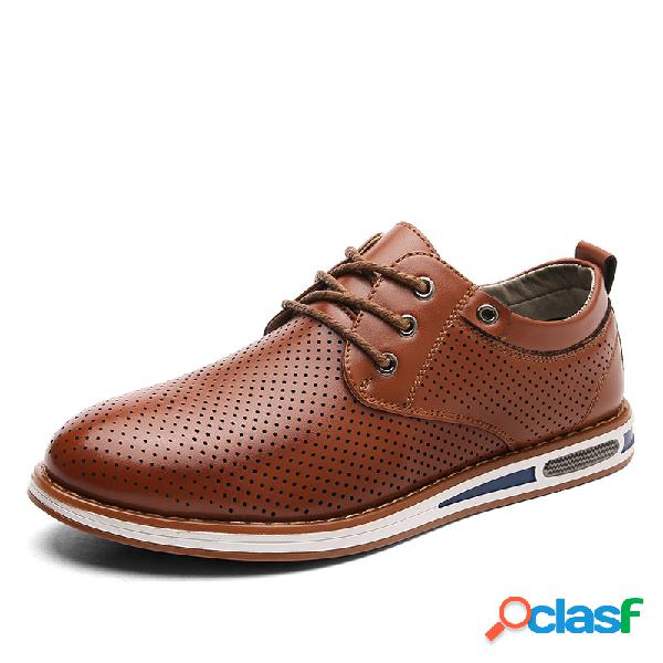 Homens escavar confortável respirável Soft Lace Up Flat