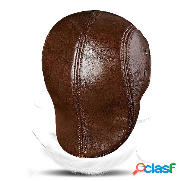 Homens primeira camada de couro de couro Chapéu boina moda