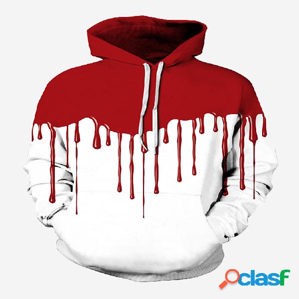 Hoodie das mulheres de manga larga de patchwork de sangue do