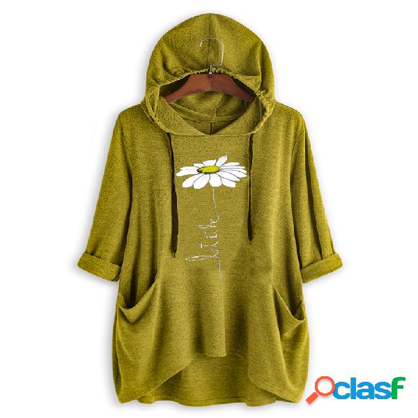 Hoodie irregular do tamanho da bainha Plus da impressão