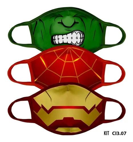 Kit 3 Und Máscara Proteção Tecido Infantil Estampada