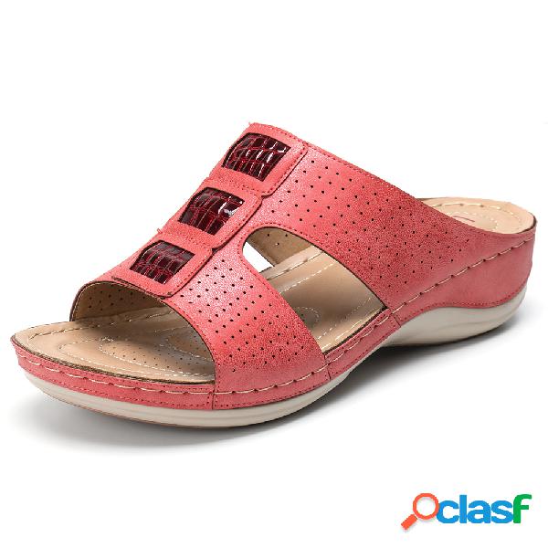 LOSTISY Splicing Hollow Out Aberto Toe Casual Cunhas Praia