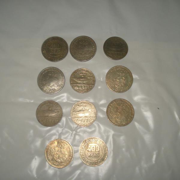 Lote de moedas antigas 400 Réis do Brasil