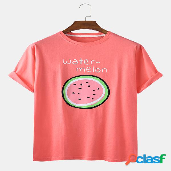 Men Cotton Quatro cores Fruit Print Casual Home T-Shirt