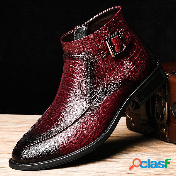 Men Stylish Crocodile Padrão Botas com zíper no interior