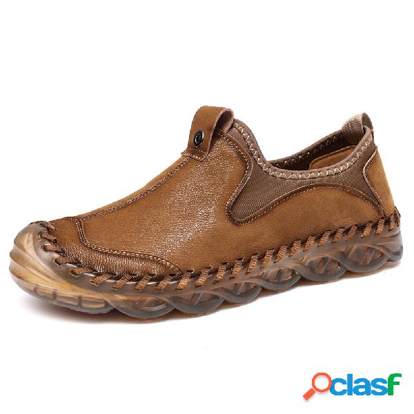 Menico Sapatos de couro anti-colisão antiderrapante Soft de