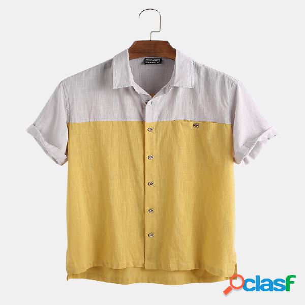 Mens 100% algodão cor bloco Newchic respirável Design